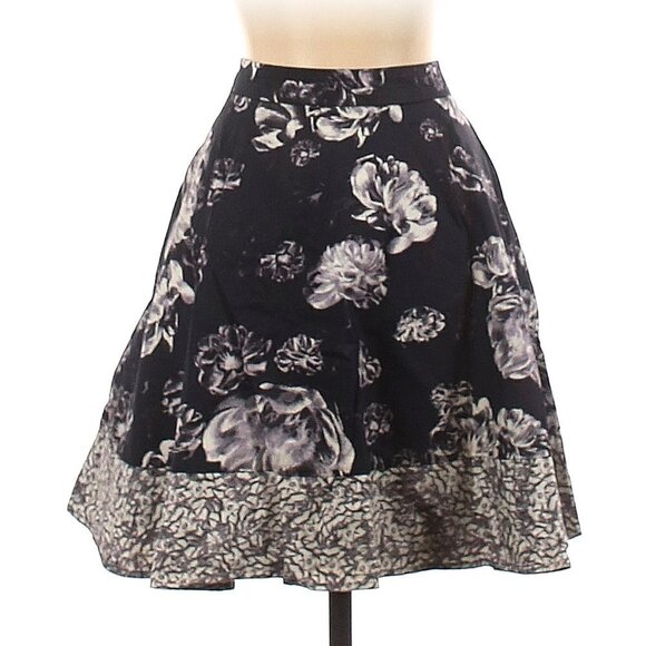 Prabal Gurung for Target Gray Navy Purple Floral A-line Circle Skater Midi Skirt - Picture 1 of 5